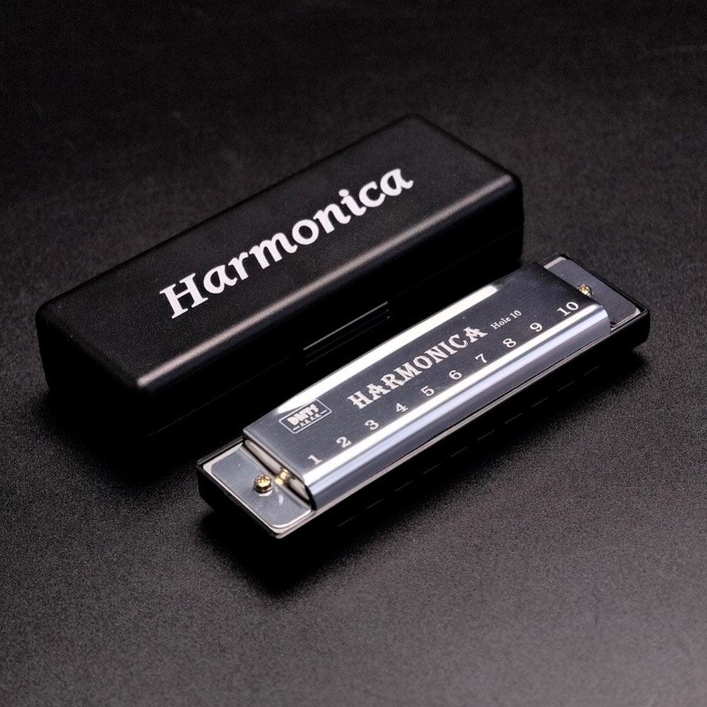 Metal Diatonic Harmonica Key of C Musical Instrument Portable 10 Hole Harmonica  Children