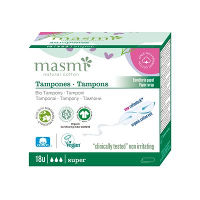 Masmi Organic Tampons Super Without Applicator 18 Pcs.