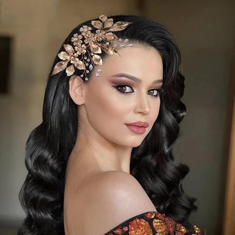 Luxus Gold Damen Blume Haarspange Braut Haaraccessoires Bankett Party Täglich Vielseitig Süß Romantisch Mädchen Haarspange Haarkamm