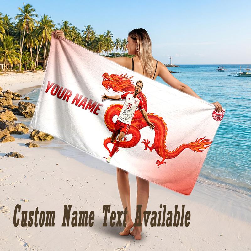 Harry Kane Design Strandtuch mit individuellem Text Großes Handtuch für den Strandurlaub