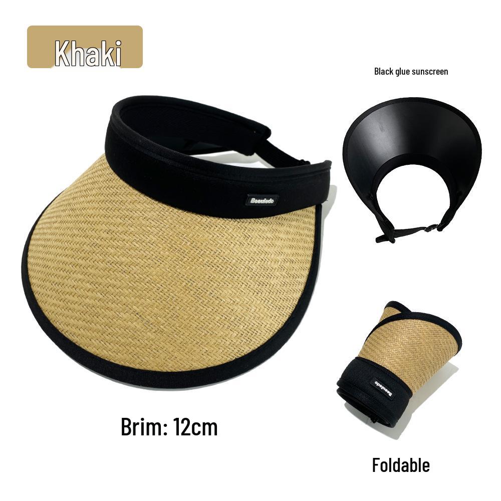 Dámsky skladací letný klobúk so širokou strieškou na ochranu pred UV žiarením s krytom na tvár.