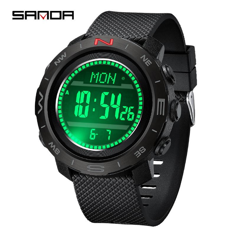 Sanda Multifunctional Sports Watch: Air Pressure, Temperature, Altitude, Weather Forecast, Compass, Pedometer, Luminous Display.