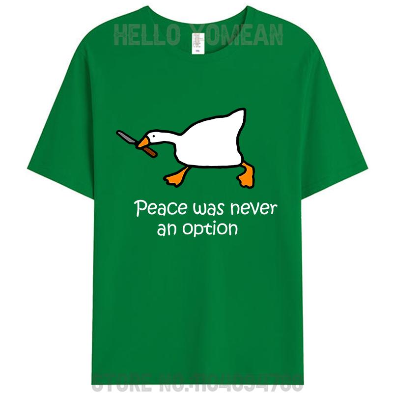 Peace Was Never An Option Cute Duck Lover Women Men's T-Shirt Clothing Cotton Round O-Neck Tees Shirts Tops Classic Gifts