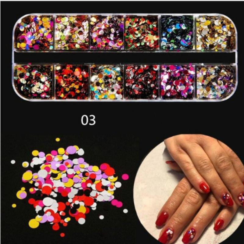 12 Grids Colorful Crystal Nail Art Rhinestones Acrylic Nail Stones Beads Studs Flat Back Shiny Tips 3D Nails Art Decorations