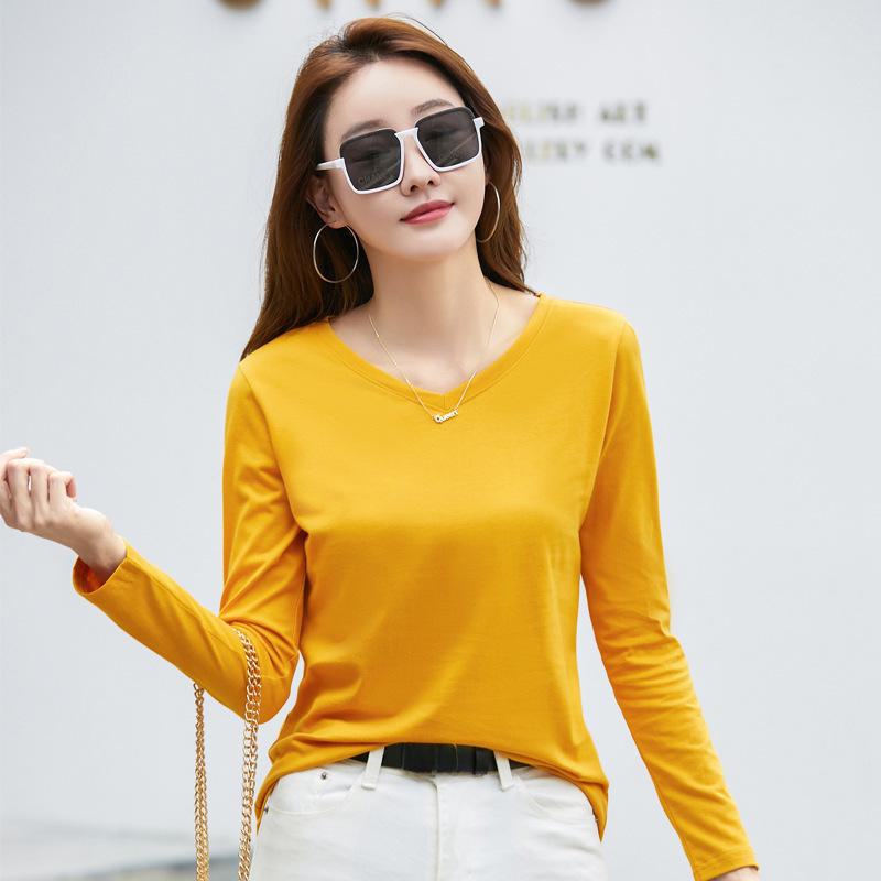 Damen-T-Shirt mit Rundhalsausschnitt und langen Ärmeln in Übergröße – Einfache Basisschicht für Herbst und Winter