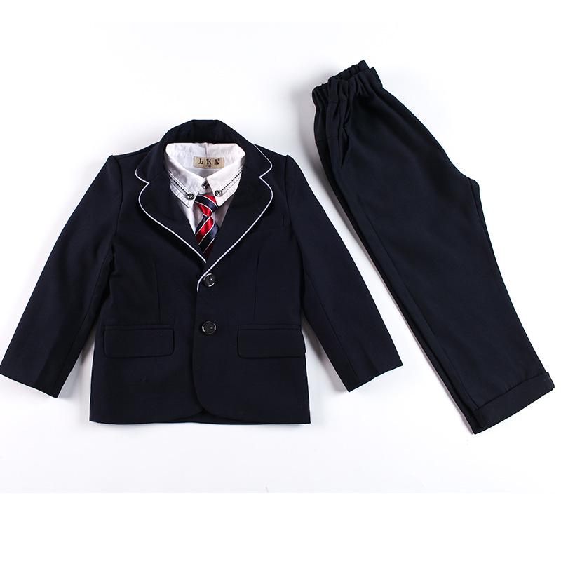 Spring & Autumn British-Style School Uniform Set - Children's Academy Blazer, Class, and Kindergarten Uniform, 4-Piece.