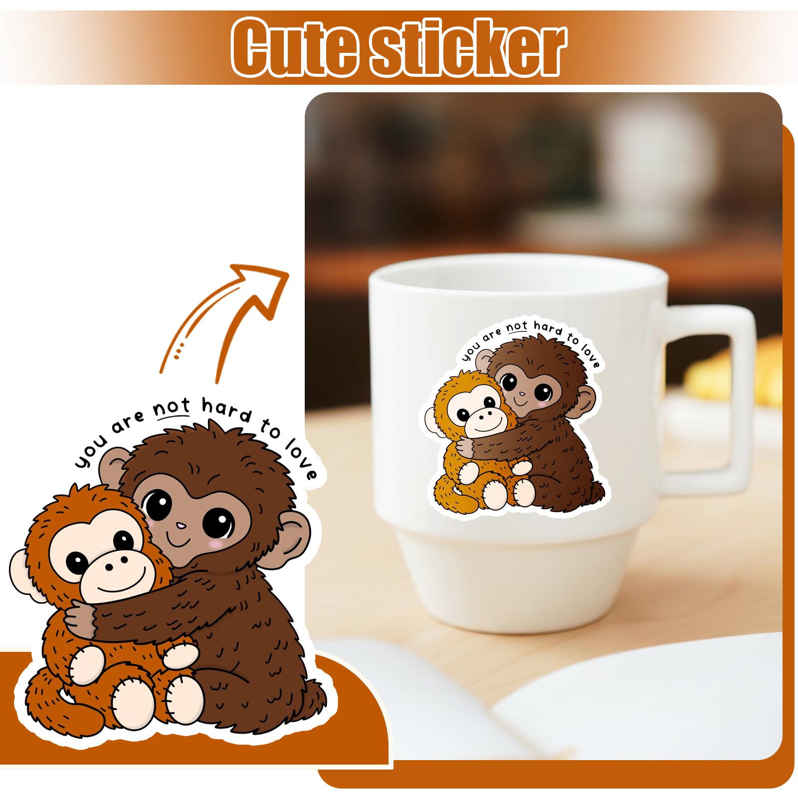 

Monkey-shaped Stickers, 5-pack, Cute Monkey Hug Design, You Can t Help But Love Them, Vinyl Stickers, 3 Inches. One Size