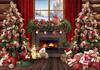 Winterfenster Weihnachten Kulisse Kamin Weihnachtsbaum Geschenke Teddybär Navidad Party Dekoration Kinder Porträt Fotografie Hintergrund