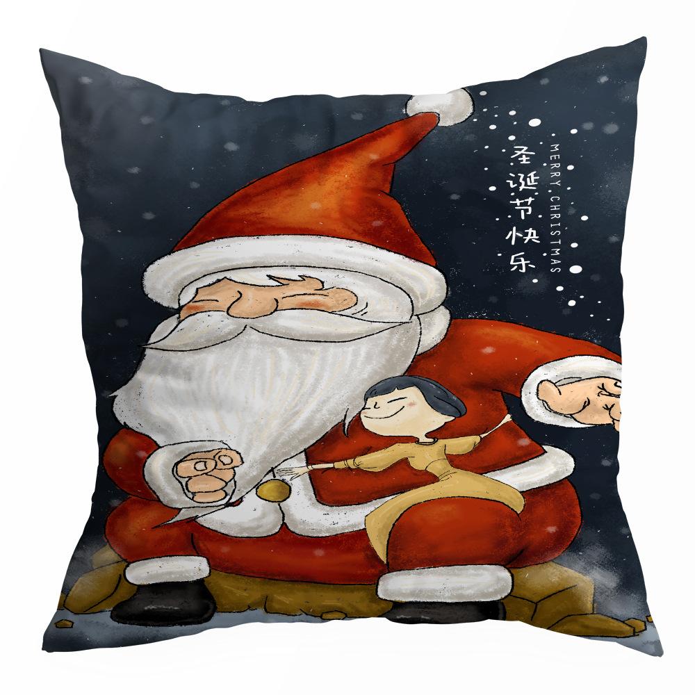 Christmas Pillowcase Cartoon Santa Claus Home Sofa Car Cushion Printed Pillowcase