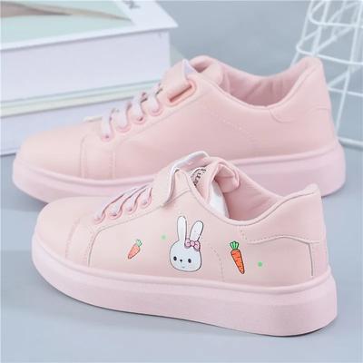 2025Damen Sneaker Vulkanisierte Schuhe Frühling Herbst Atmungsaktive Flats Farbdruck Cartoon Hase Junge Frau Lässige Weiße Schuhe