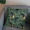 2D Green Birds And Gold Leaves Pattern Pillow Cover Pattern Cushion Cover Suitable For Sofa Bedroom Car Pillow Cover