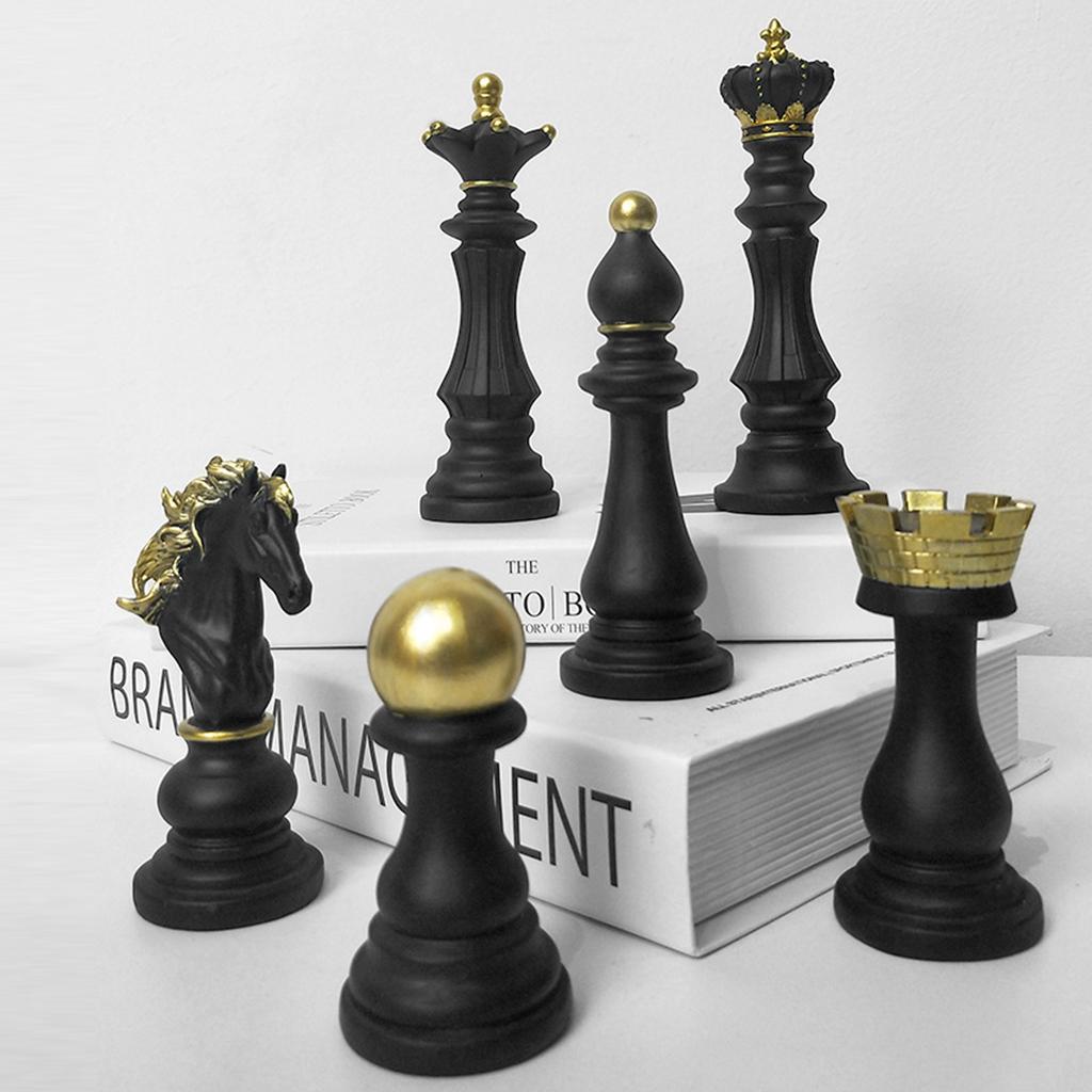 Resin Chess Pieces Statues Figures Chess Game Figurine Pieces International Chess Game Accessories for Home and Desk TV Cabinet