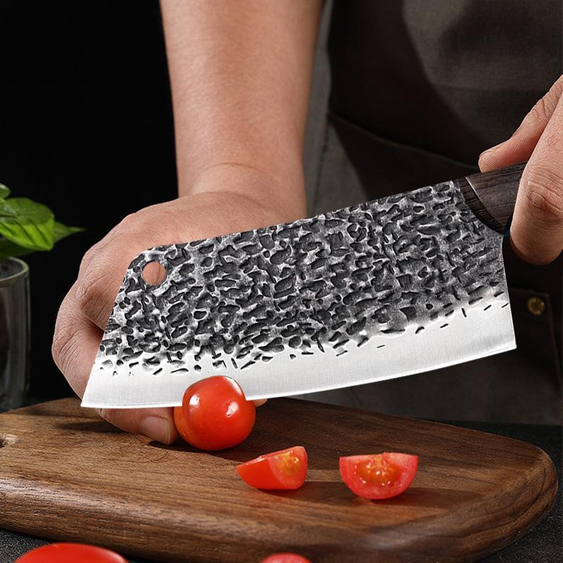 Hand Forged Meat Cleaver Chef Butcher Knife Wood Handle Chopping Bone Cutter for Kitchen Stainless Steel Cooking Knife