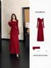 Elegant Young Lady's Chic Early Autumn & Winter Red Dress - New Year Collection