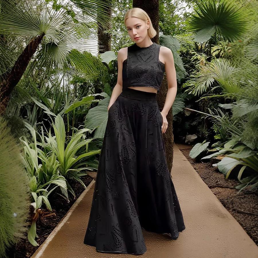 Women's Casual Fashion Sleeveless Pocket Long Dress One-Piece Set Outfit