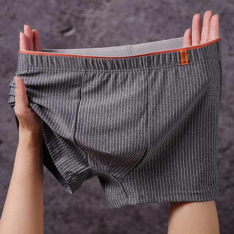 

Нижнее белье Антибактериальная ластовица Мужские трусы с вертикальной текстурой и плоскими штанинами, Молодежные мужские трусы с квадратными штанинами XL темно серый