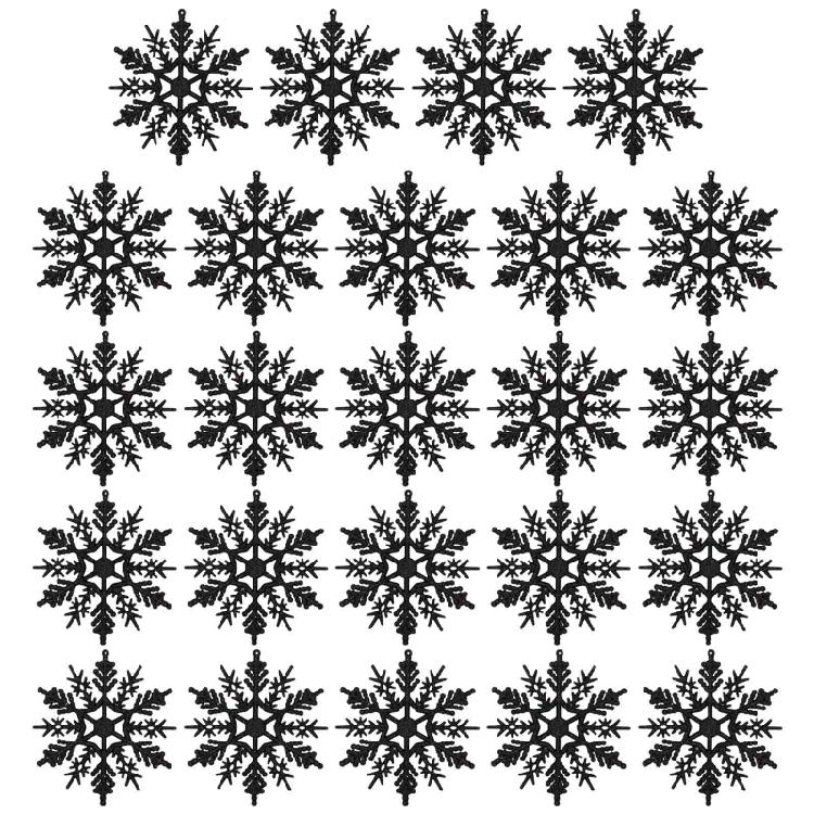 Christmas Snowflake Pendant 24pcs/set Glitter Plastic Tree Window Wall Decor