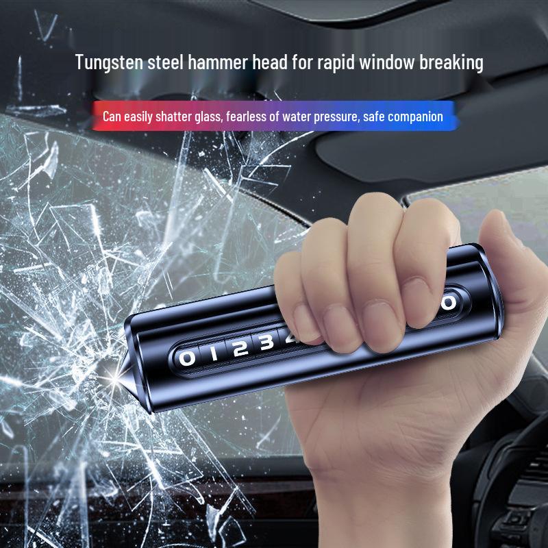 Multi-Function Car Phone Number Holder & Safety Hammer