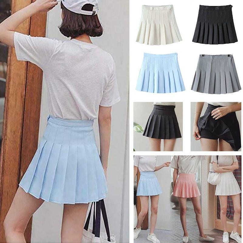Trendy Women's Girls High Waist Pleated Tennis Skirt With Safety Pants For Daily Wear