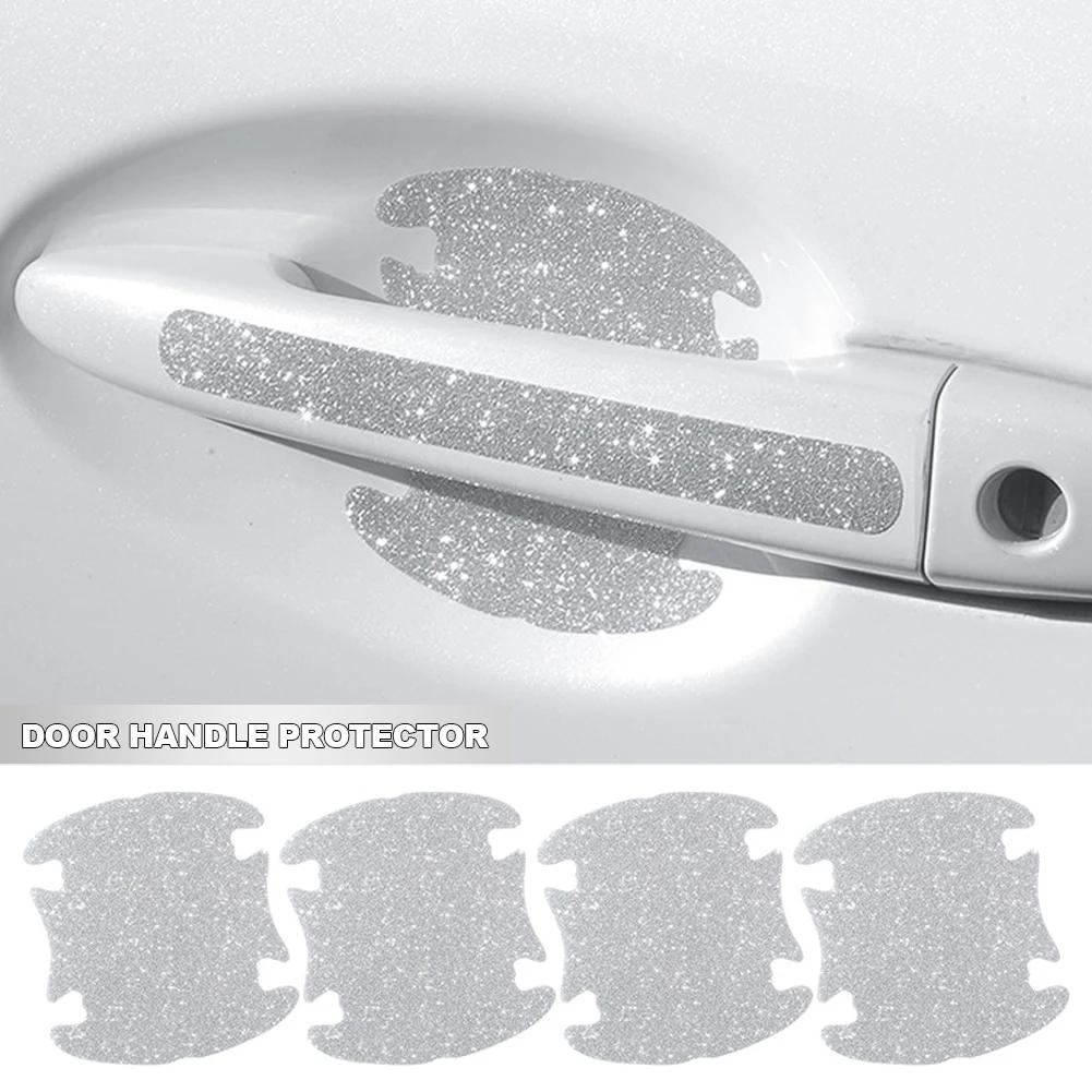4X Car Door Bowl Handle Reflective Bling Sticker Anti-scratch Protection Rhinestone Decals Auto Door Styling Protector Stickers