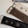 Vintage Women's Rivet Belt Gothic Dress Jeans Belt Niche Leather Waist Belt  Streetwear