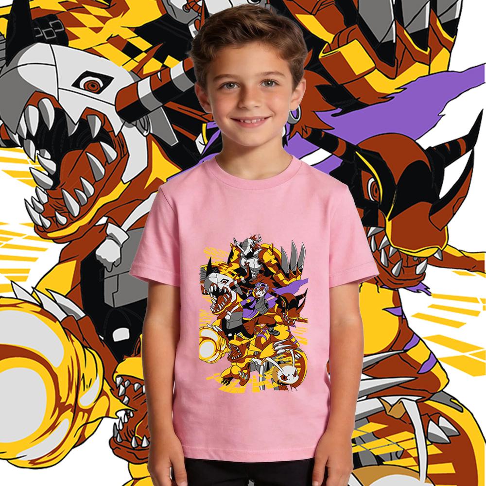 Digimon Koromon Evolution Anime Print Soft Cotton Boys Girls Casual T Shirt Kids Summer Short Sleeve Top