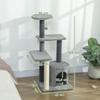 Cat Tree, 103 cm, Platforms, Plush House, Sisal Posts, Grey