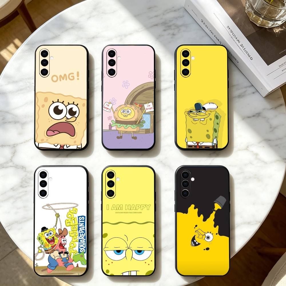 Animation S-Sponge Funny Z-Bob Phone Case Black Silicone Soft For Samsung Galaxy A73,A72,A71,A70,A53,A52,A51