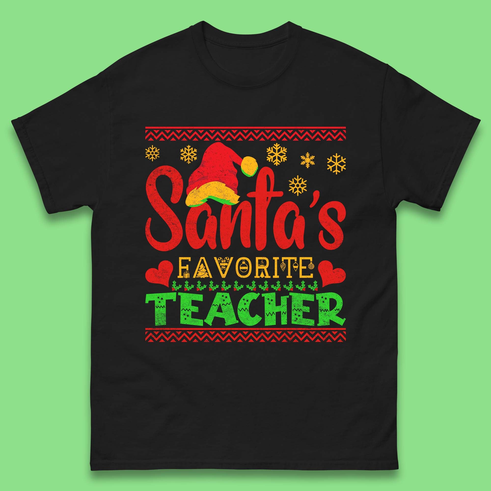 Christmas Mens T Shirt Womens Tops Tees Christmas Santa s Favorite Teacher Top 4XL