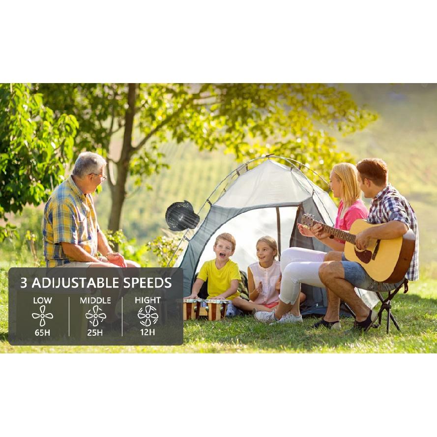 Ventilator rece mobil pentru adunări de familie în camping în aer liber 8000mAh Ventilator portabil de camping cu lanternă LED și cârlig de agățat - 35H Reîncărcabil