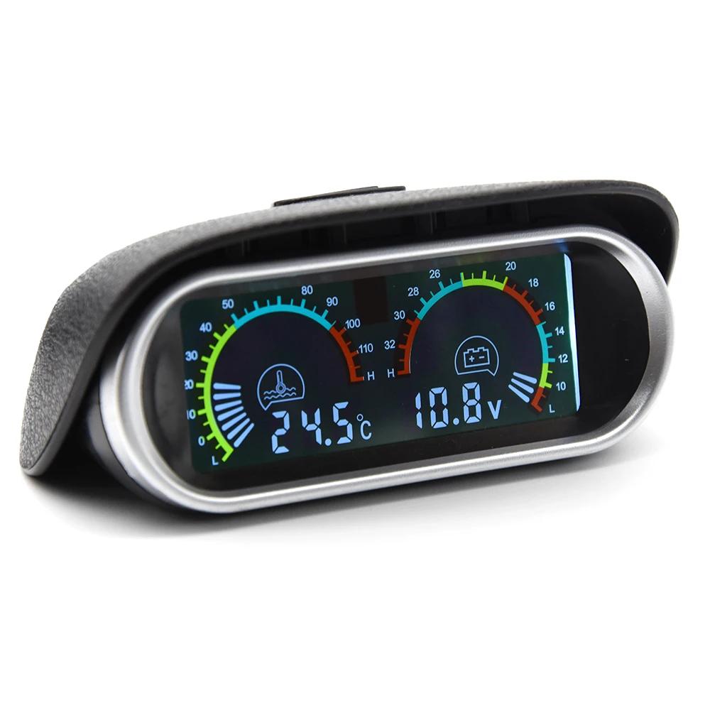 12V 24V  Water Temperature Gauge 2 IN 1 Car Truck LCD Gauge Voltmeter With 1/8 NPT Temp Sensor Water Temp Meter for Auto Cars
