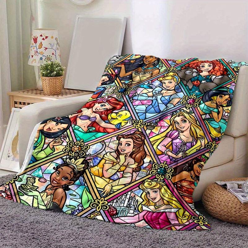 

1pc Disney Princess Stained Glass Jigsaw Puzzle Blanket Home Decor, Couch Throw, Outdoor, Gift for Friends, Flannel Throw, Bedroom, Living Room 80cmx120cm