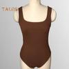 Women Summer Bodysuit Square Neck Sleeveless Skinny Elastic with Crotch Button Closure Tight Waist Backless Solid Color Soft Breathable Lady Sexy