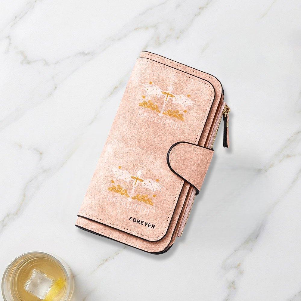 Fashionable Long Wallet with Dragon Wing Sword and Star Magic Logo Print Design Eye Catching Multifunctional Portable with Clasp for Coins Perfect