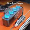 7-in-1 Car Charger Splitter with 4 Sockets and USB/PD Ports, 12–24V Fast Charging Adapter with Safety Fuse and Long Cable