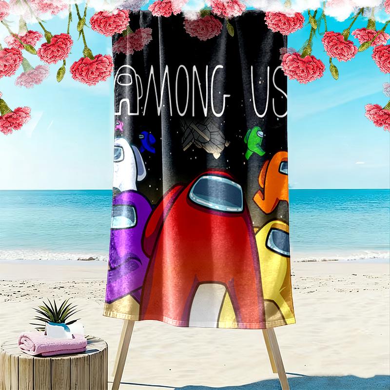 Among Us Print Strandtuch, Großes Weiches Schnelltrocknendes Handtuch für Strand Camping Schwimmen