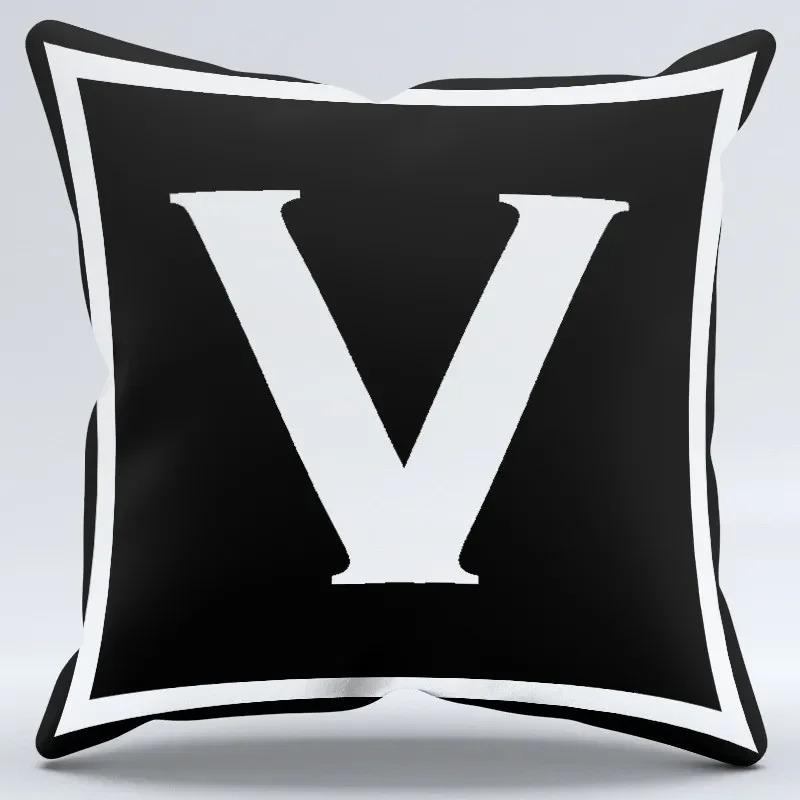 Simple Black and White Letter Print Pattern Home Bedroom Living Room Sofa Car Office Decoration Pillowcase