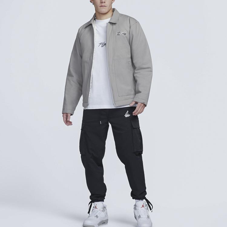 Jordan Alphabet Print Zip-Up Jacket Men Outerwear Grey DJ0239-016