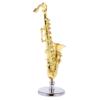 Exquisites Legierungs-Gold-Miniatur-Saxophon :12 Skala Puppenhaus Dekoration Zubehör Instrument