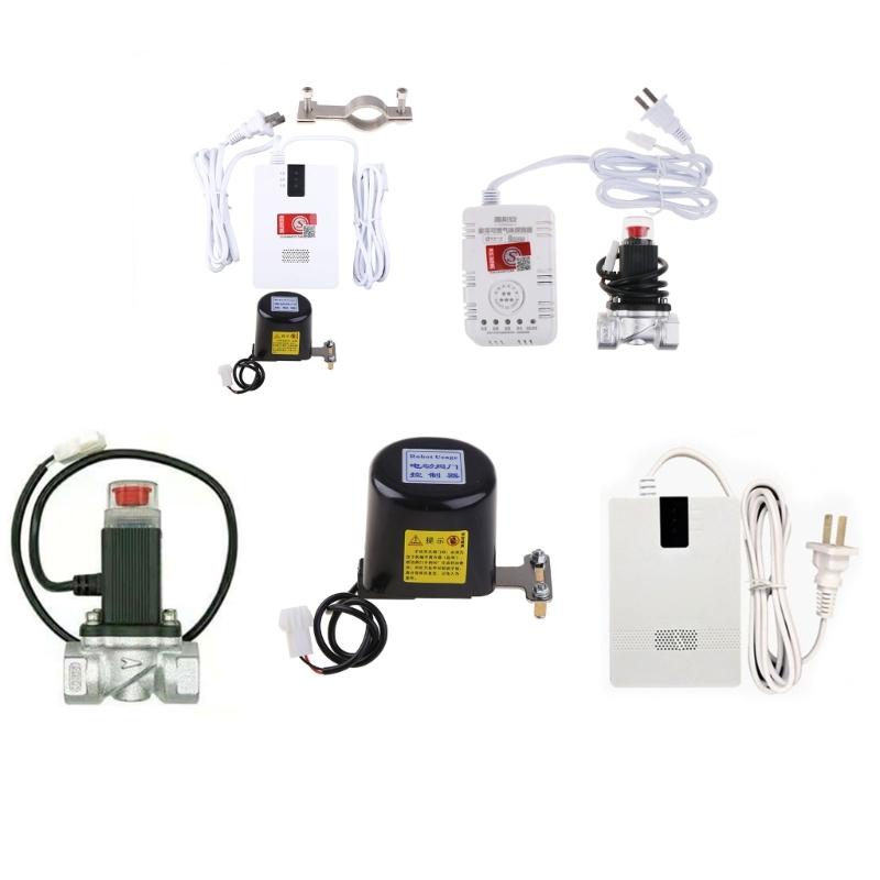 Natural Gas Leakage Sensor LPG Methane Leak Alarm Detector with Solenoid for Valve DN15 DN20 Auto Shut Off Gas Cylinder