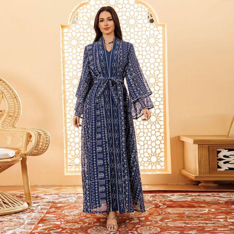 Middle East Robe Mesh Embroidery Dress Two-piece Set Embroidered Dress Two-Piece Set