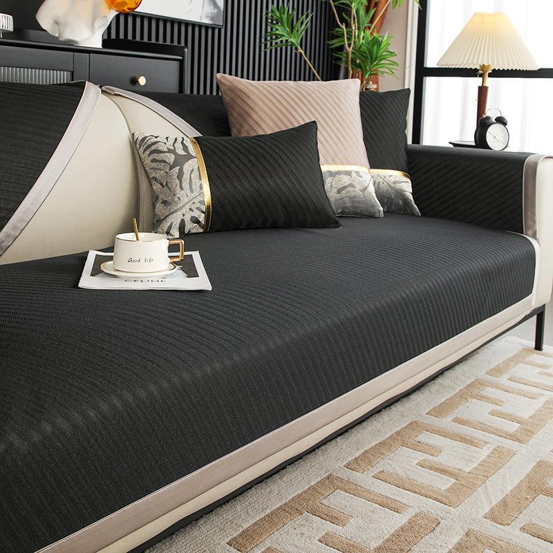 Summer Ice Silk Mat Sofa Cushion Four Seasons Non-Slip Universal Light Luxury High Sense Summer Cool Cushion Sofa Cover Towel