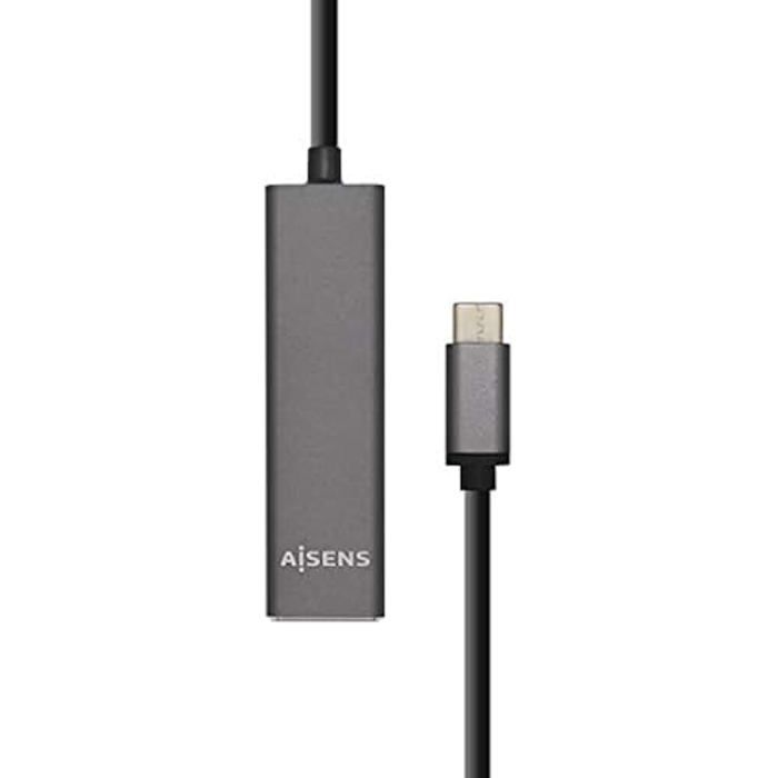 Aisens - A109-0403 - Hub USB 3.1 USB-C, USB-C Mâle À 4 X Type A Femelle, Gris, 15 Cm