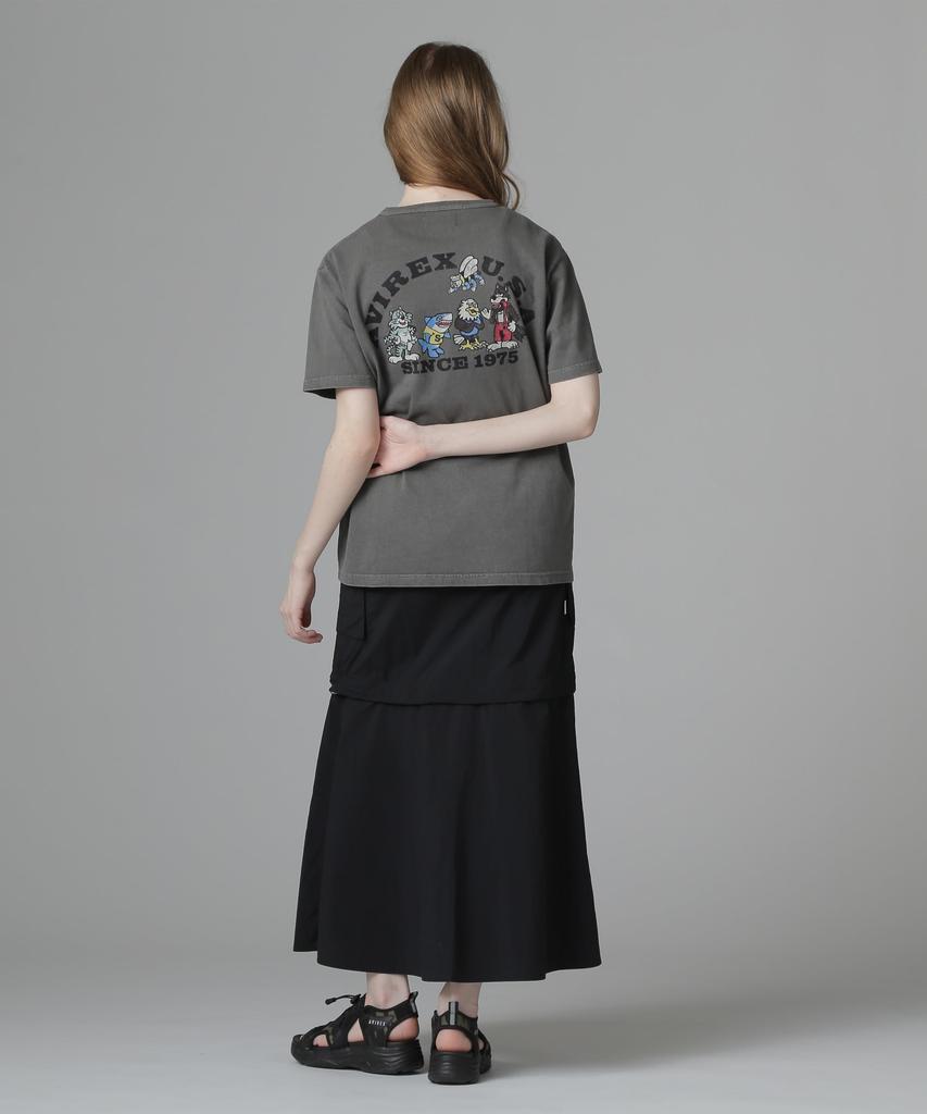 Avirex FADE WASH PRINT F T-SHIRT, Women's, 410, Charcoal, 783-5135604