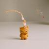 Beech Wood Cat Phone Charm & Keychain - Handmade Cute Bag Accessory