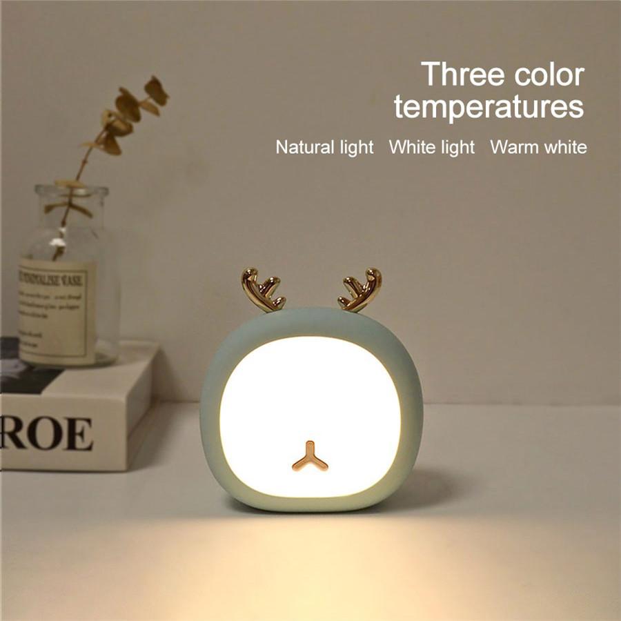 Cute LED Pet Night Lights for Kids Deer Rabbit Nursery Table Lamp 3 Brightness Dimmable USB Rechargeable Bedside Light Baby Gift