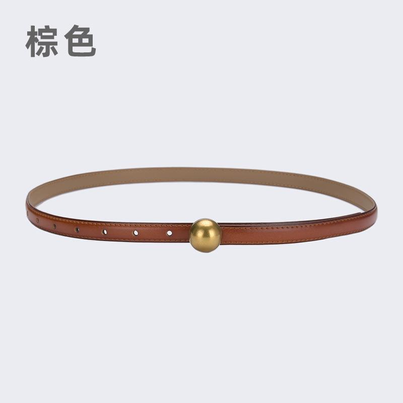 

Round Buckle Belt, Women s Embellished Waist Dress, Waist Cinching, Summer, Simple and Versatile, Leather Women s Small Belt Wit 105CM коричневый