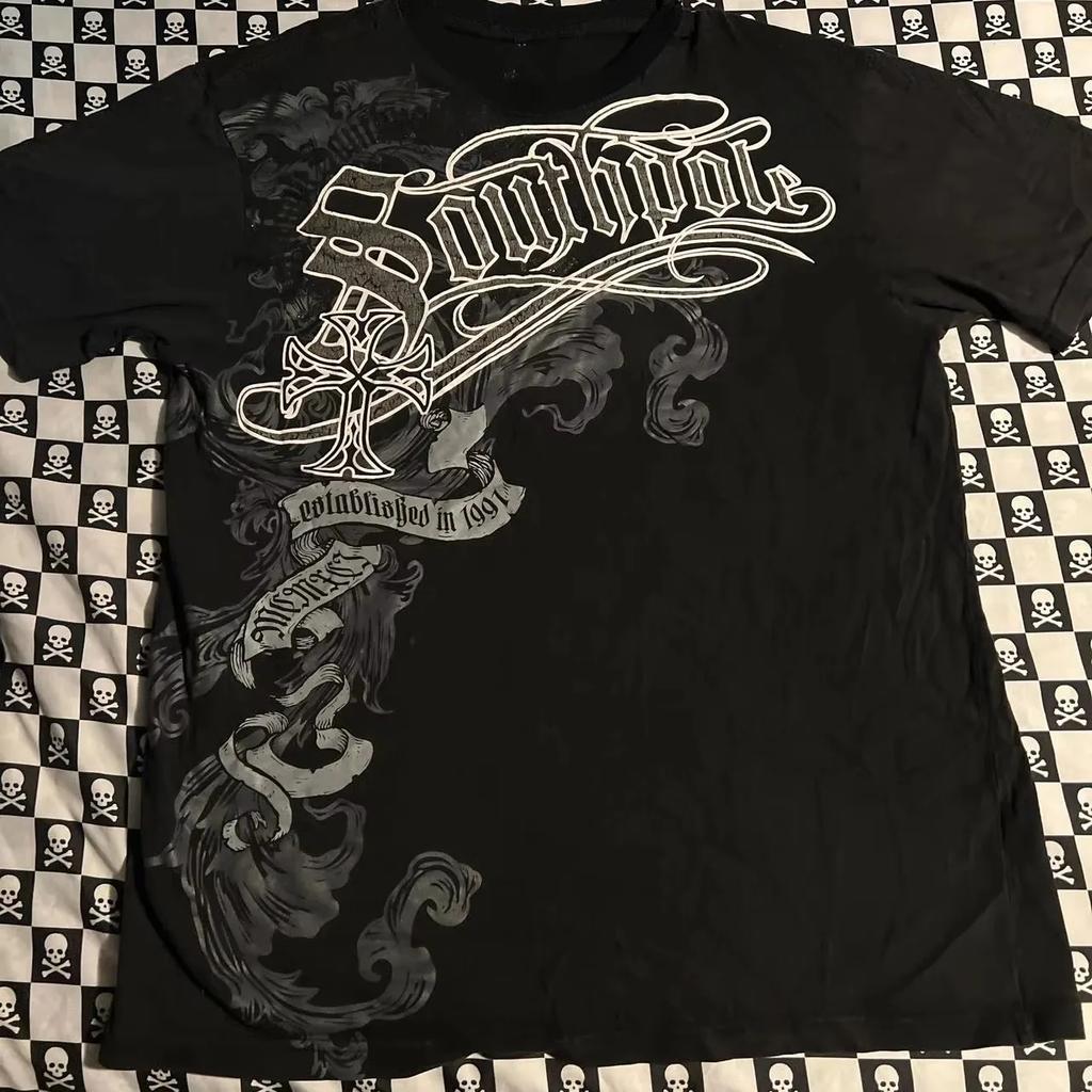 Y2K Tap Out Skull Print T Shirt Dark Aesthetic Round Neck Streetwear Oversized Gothic Cotton Tee Soft Retro Loose