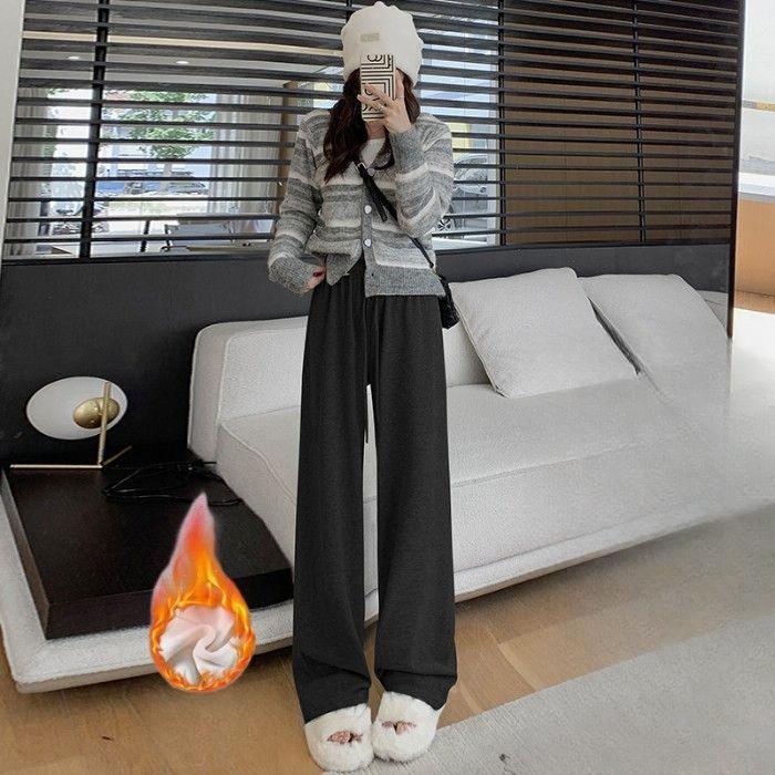 Drape Feeling Women Spring and Autumn New High Waist Straight Loose Wide Leg Versatile Long Pants