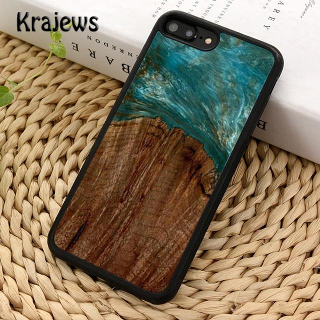 Krajews Wood Resin Glue Gel Phone Case Cover For iPhone 17 Air 16 15 14 Plus 12 13 Pro Max Coque Shell Fundas